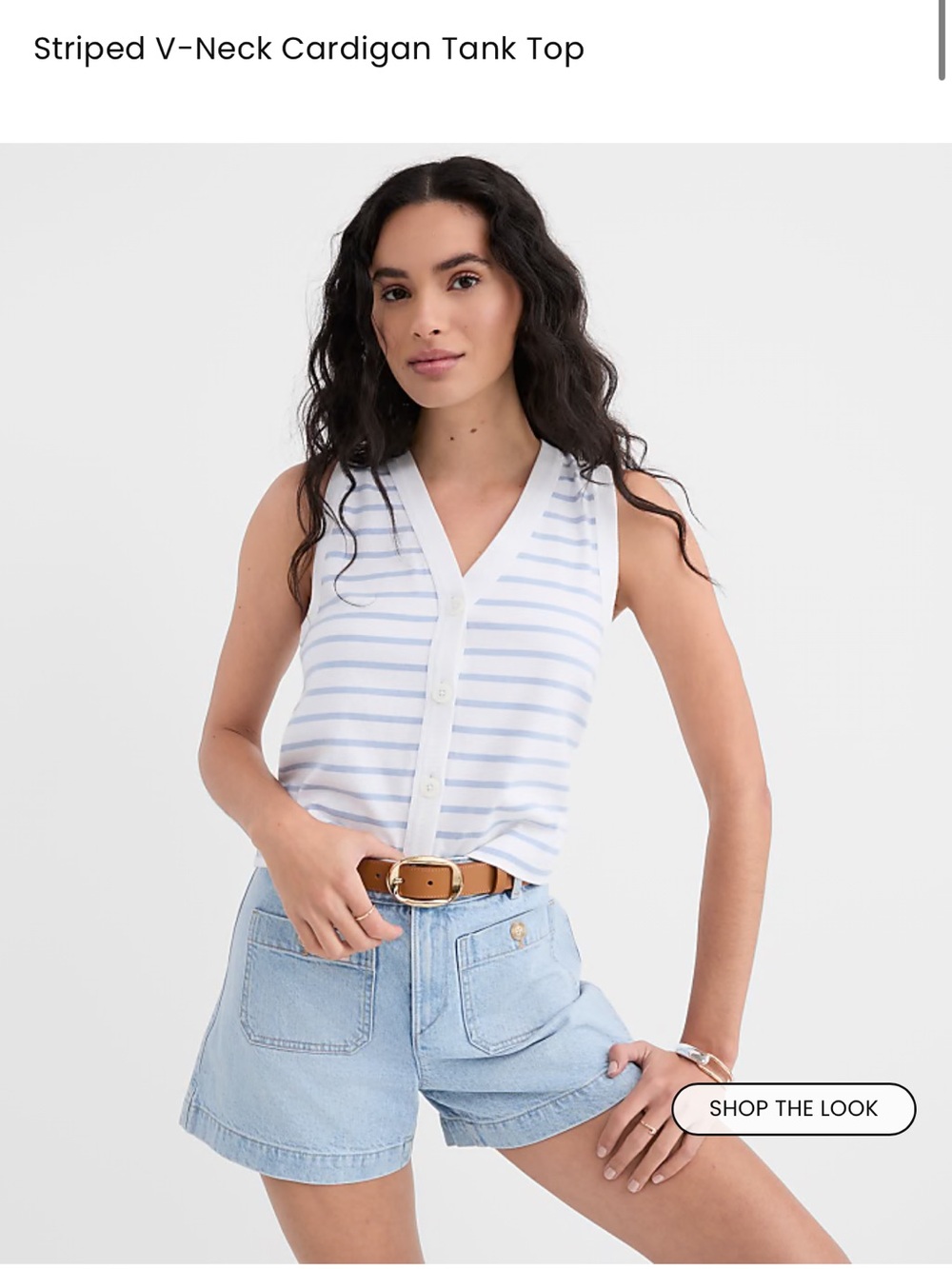 Striped V neck Cardigan Tank L - Picture 1 of 1